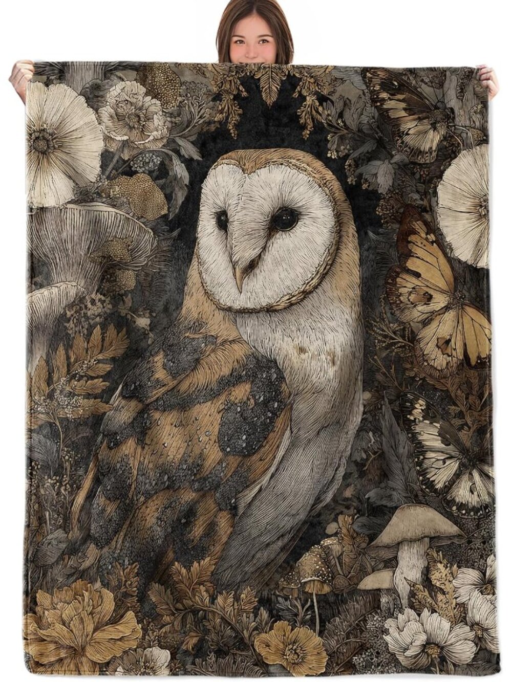 Owl Throw Blanket Gifts for Boys Girls Kids Adults, Vintage Forest Barn Owl and
